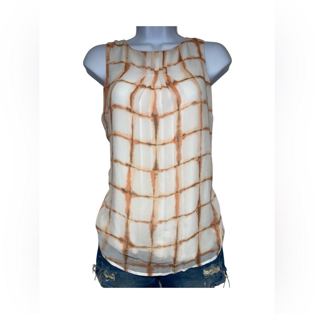 white and coral business casual blouse